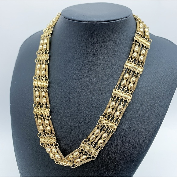 Vintage Gold-Plated 3-Strands Necklace - Picture 2 of 10